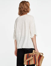 Linen T-Shirt with Ripped Trym